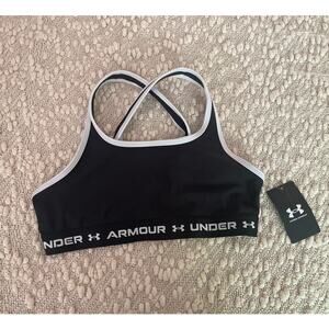 Under Armour | Youth Sports Bra | Black White Logo Trim | NEW | Size YXL